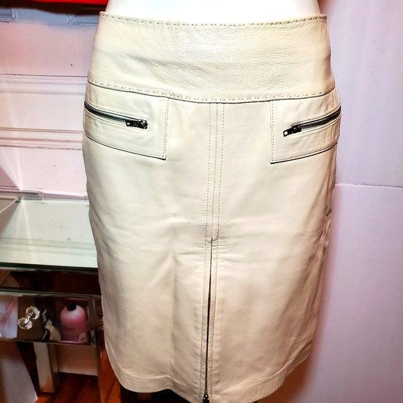 Cache Cream Leather Skirtsz 2 - Picture 1 of 5